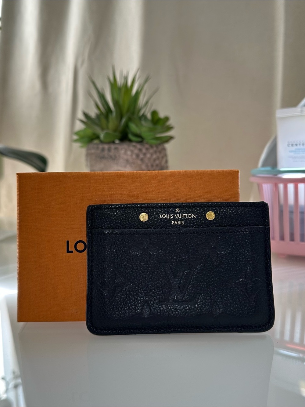 Louis Vuitton Black Monogram Empreinte Leather Card Holder